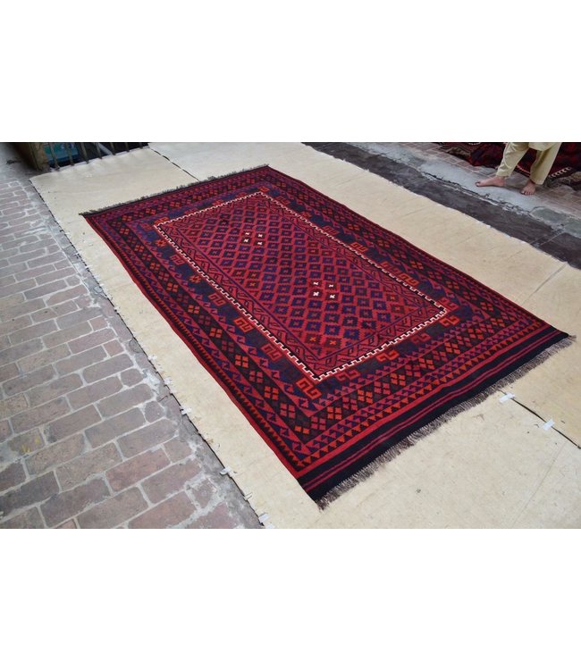 Handgemaakt Oosters Kelim Wol Vloerkleed 315 x 182 cm