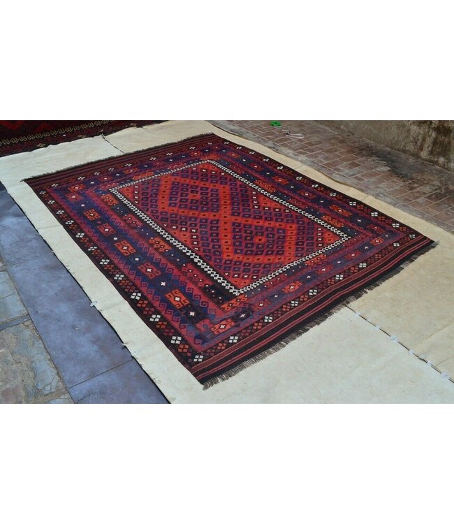 Handgemaakt Oosters Kelim Wol Vloerkleed 300 x 232 cm