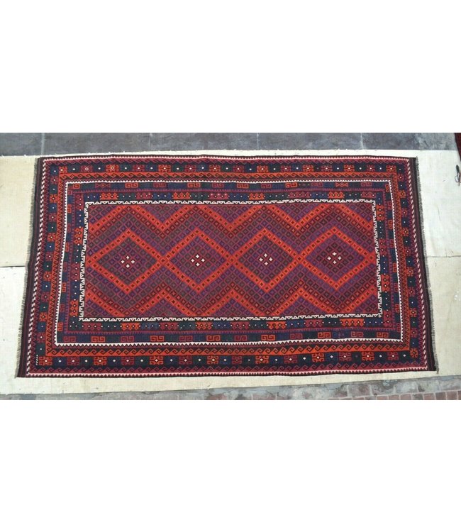 Hand Woven Afghan Wool Kilim Area Rug 450 x 254 cm (14'9 x 8'4 feet)