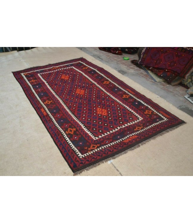 Hand Woven Afghan Wool Kilim Area Rug 243 x 155 cm