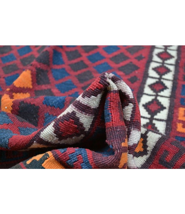 Hand Woven Afghan Wool Kilim Area Rug 236 x 133 cm