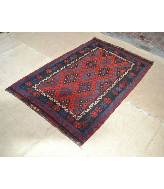 Handgemaakt Oosters Kelim Wol Vloerkleed 183 x 119 cm