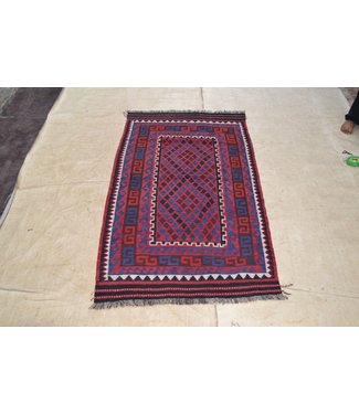 Hand Woven Afghan Wool Kilim Area Rug 201 x 105 cm (6'7 x 3'5) feet