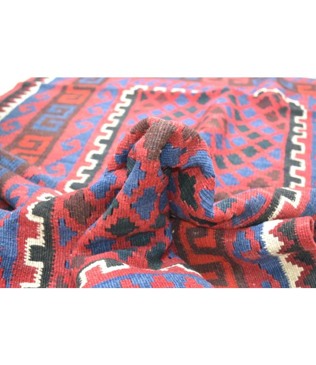 Hand Woven Afghan Wool Kilim Area Rug  201 x 105 cm (6'7 x 3'5) feet