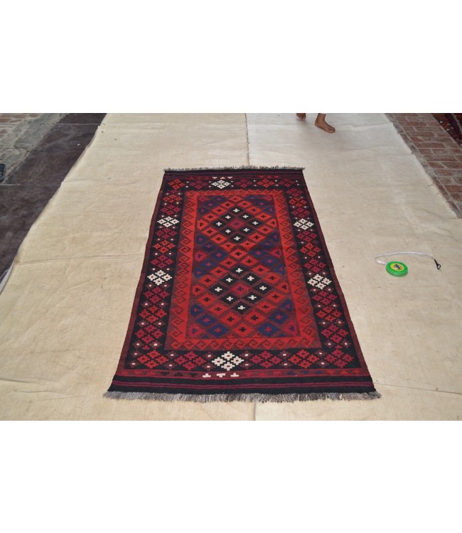 Hand Woven Afghan Wool Kilim Area Rug 218 x 107 cm ( 7'1x3'6) Feet