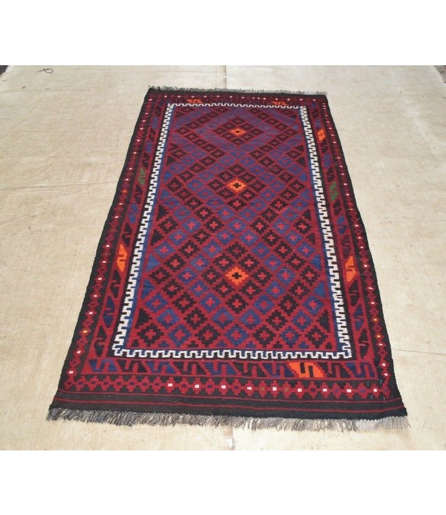 Hand Woven Afghan Wool Kilim Area Rug 211 x 100 cm ( 6'11 x 3'30) feet