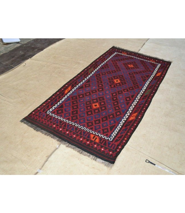 Handgemaakt Oosters Kelim Wol Vloerkleed211 x 100cm