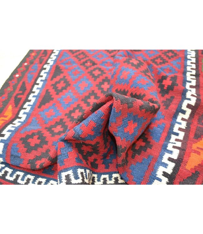 Hand Woven Afghan Wool Kilim Area Rug 211 x 100 cm ( 6'11 x 3'30) feet