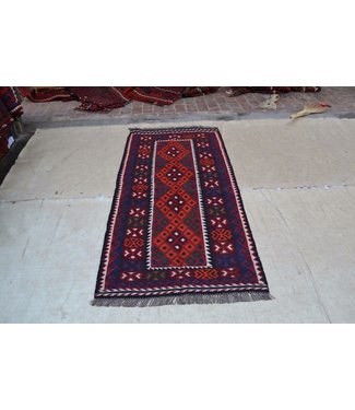 Hand Woven Afghan Wool Kilim Area Rug  216 x 98 cm (7'1 x 3'2 ) feet