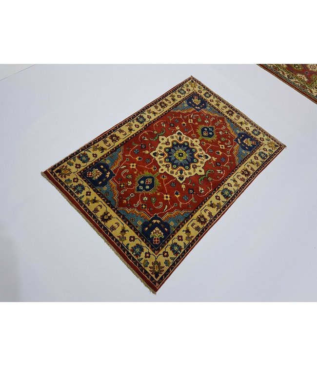 (4'9 x 3'22) feet Hand knotted wool kazak area rug 146 x 97 cm