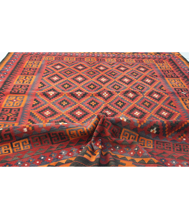 Hand Woven Afghan Wool Kilim Area Rug 293 x 231 cm