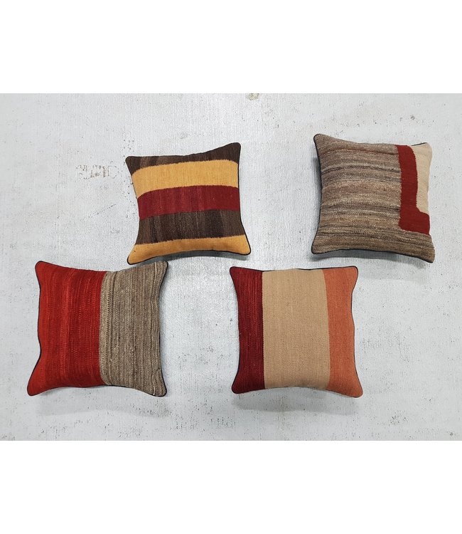4x modern Kelim Kissen 40x40 cm mit Füllung