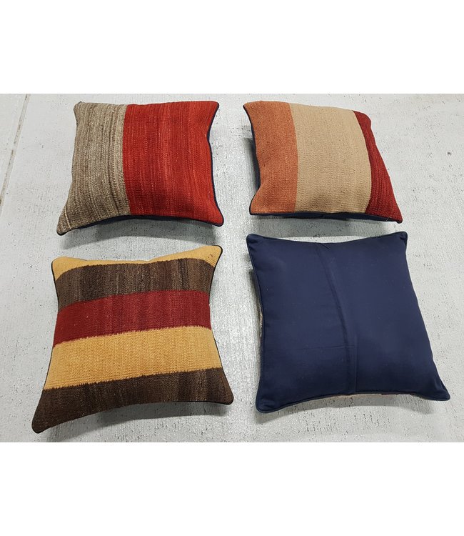 4x modern Kelim Kissen 40x40 cm mit Füllung