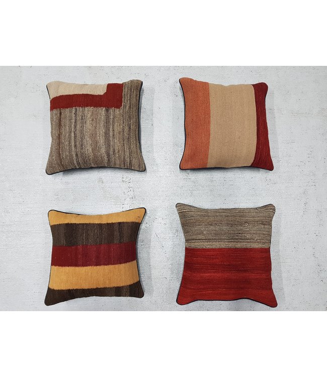 4x modern kelim kussens 40x40 cm met vulling