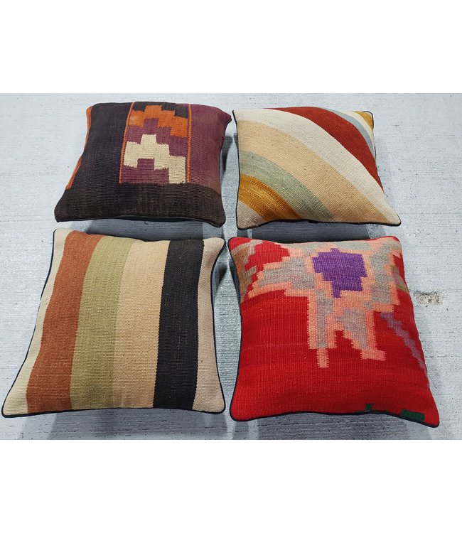4x kelim kussens 40x40 cm met vulling