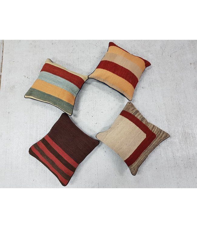 4x modern Kelim Kissen 40x40 cm mit Füllung