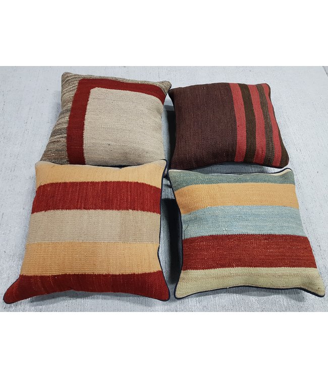 4x modern kelim kussens 40x40 cm met vulling