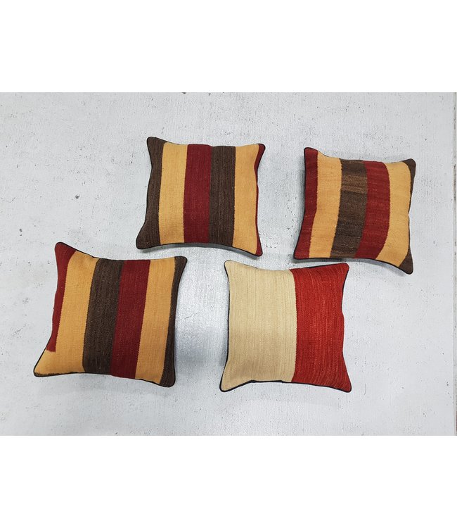 4x modern Kelim Kissen 40x40 cm mit Füllung