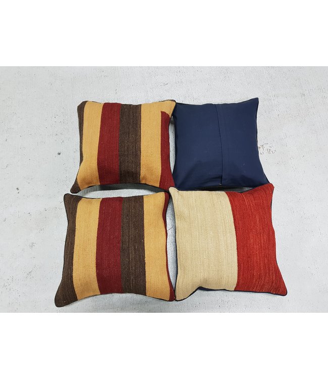 4x modern kelim kussens 40x40 cm met vulling