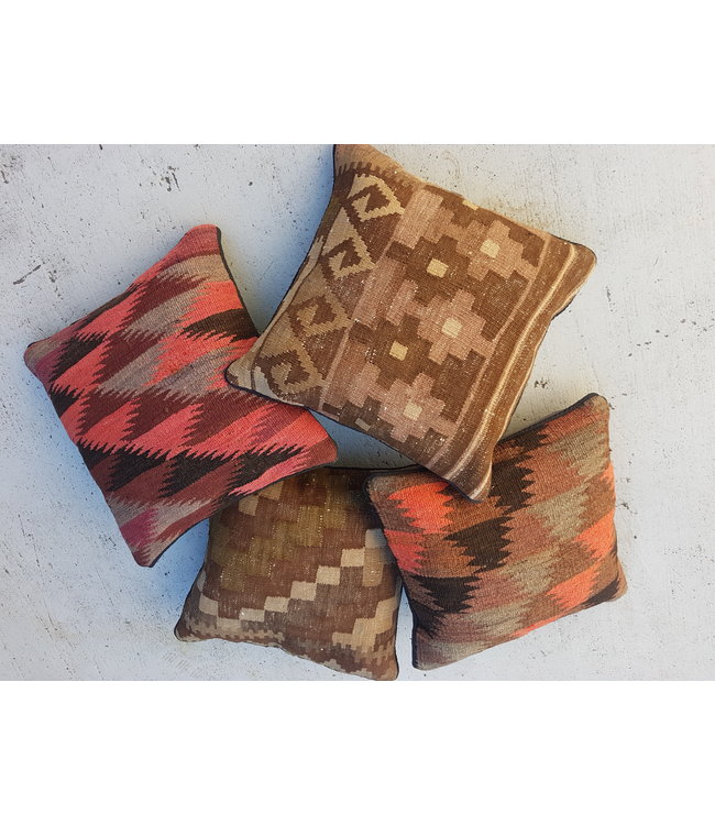 vintage 4 x kilim cushion cover ca 40x40 cm with filling