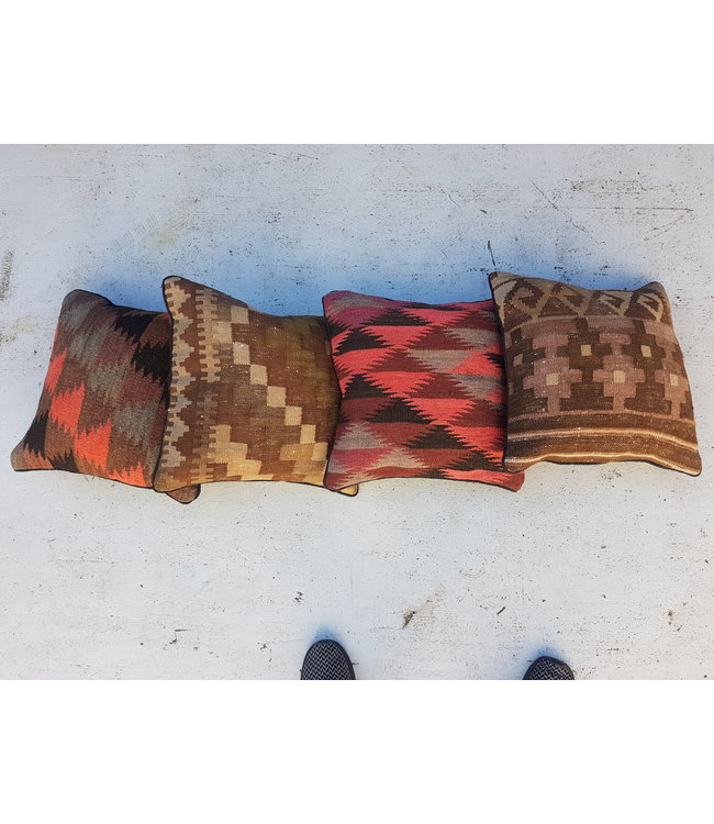 vintage 4 x kilim cushion cover ca 40x40 cm with filling