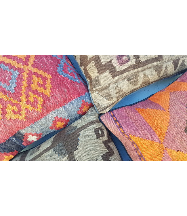 vintage 4 x kilim cushion cover ca 40x40 cm with filling