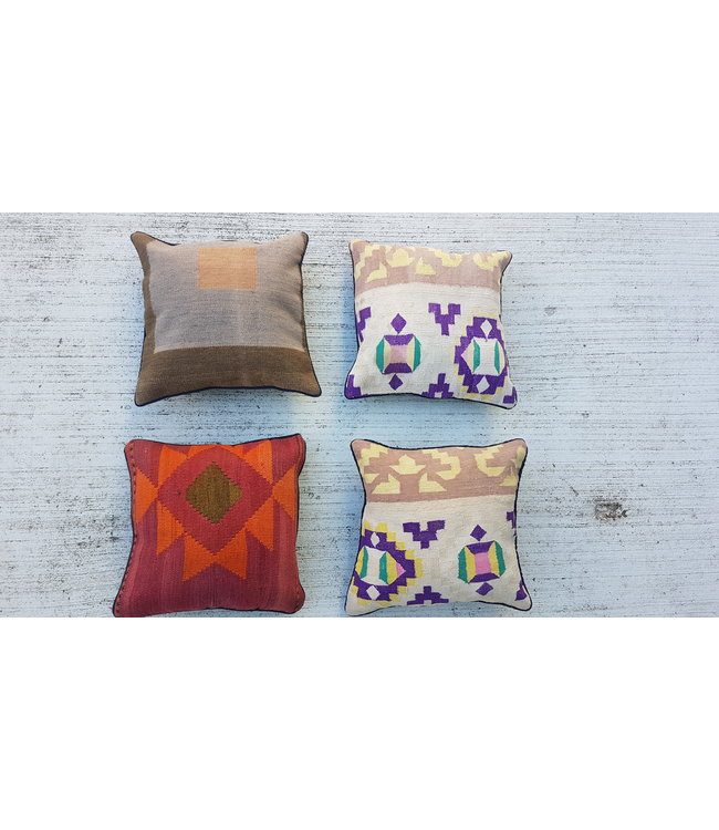 vintage 4 x kilim cushion cover ca 40x40 cm with filling