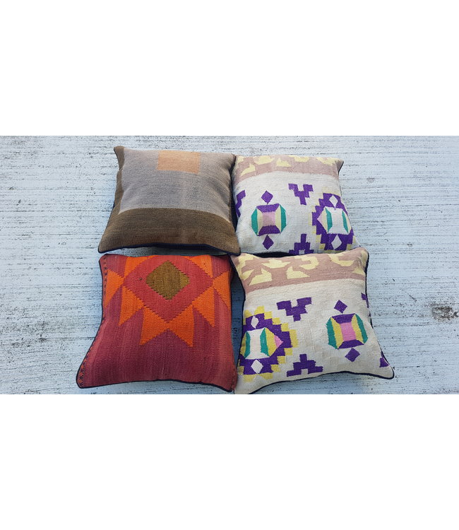 vintage 4 x kilim cushion cover ca 40x40 cm with filling