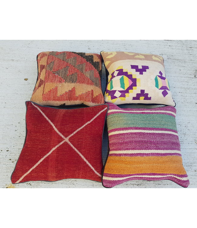 vintage 4 x kilim cushion cover ca 40x40 cm with filling