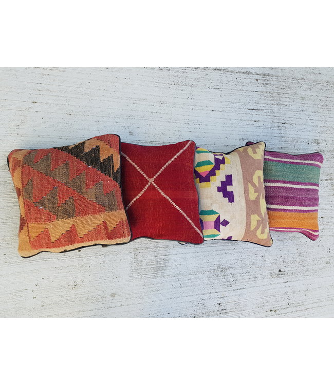 vintage 4 x kilim cushion cover ca 40x40 cm with filling