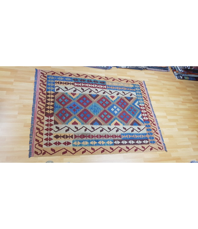 208x153 cm Handgewebte Orientalisch Wolle Kelim Teppich