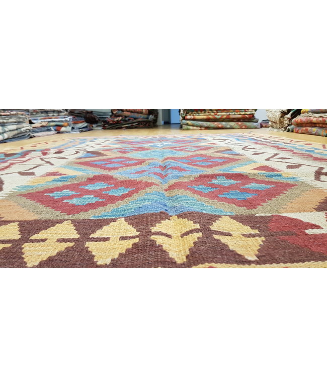 208x153 cm Handgewebte Orientalisch Wolle Kelim Teppich