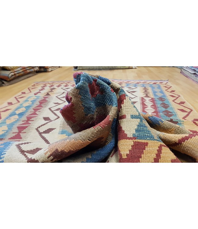 208x153 cm Hand Woven Afghan Wool Kilim Area Rug