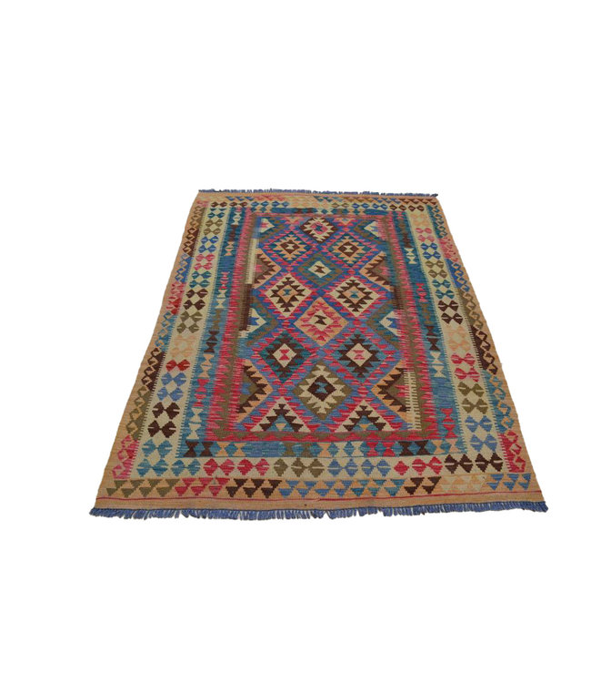 194x147 cm Handgewebte Orientalisch Wolle Kelim Teppich