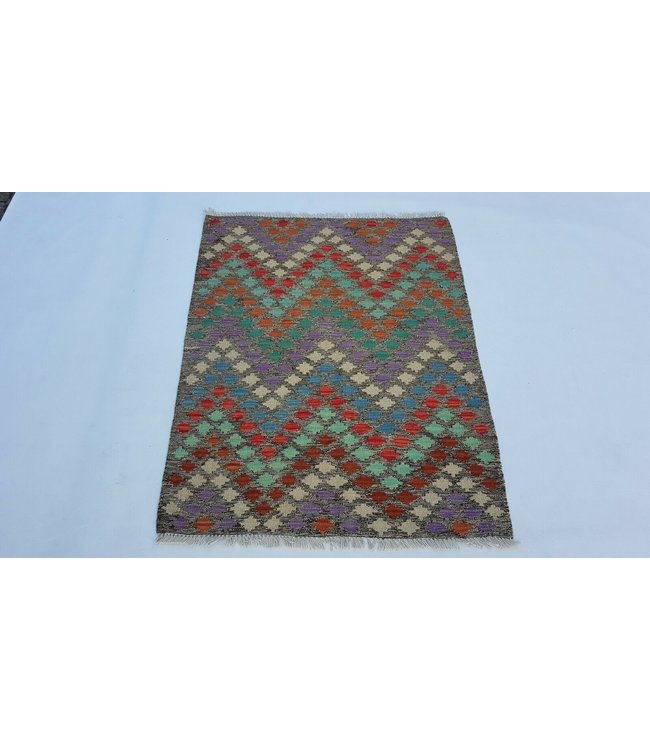 Lovely Handmade Striped multi color afghan kelim rug 118x93 cm 100% Wool Tribal