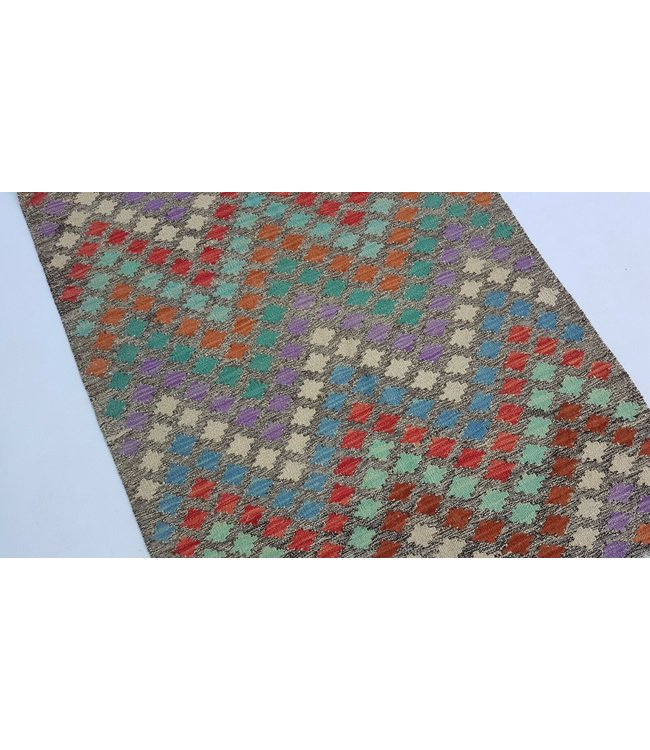 Lovely Handmade Striped multi color afghan kelim rug 118x93 cm 100% Wool Tribal