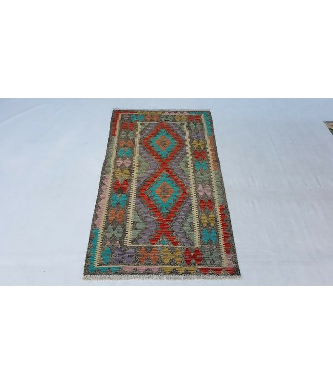 Beautiful Geometric Handwoven Afghan Kilim Rug 176x99 cm Multi color Rectangle 100% Wool Tribal