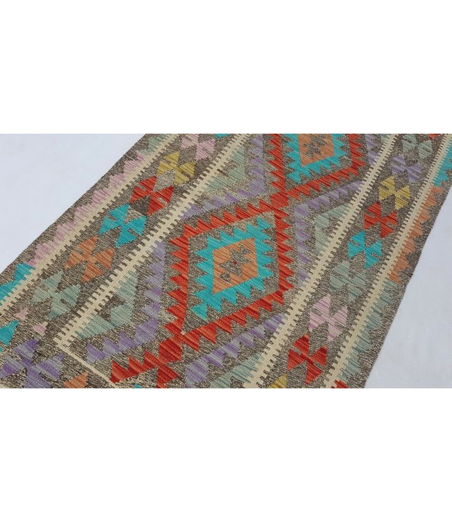 Beautiful Geometric Handwoven Afghan Kilim Rug 176x99 cm Multi color Rectangle 100% Wool Tribal