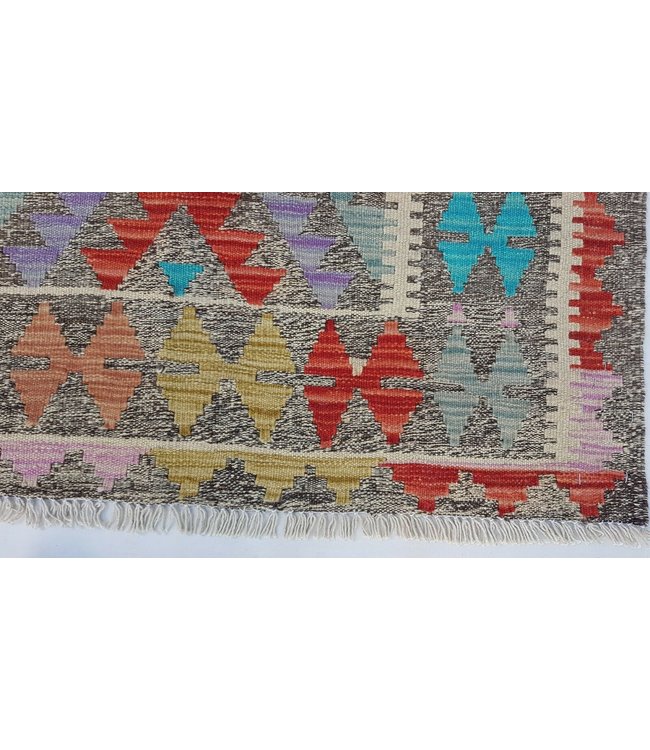 Beautiful Geometric Handwoven Afghan Kilim Rug 176x99 cm Multi color Rectangle 100% Wool Tribal