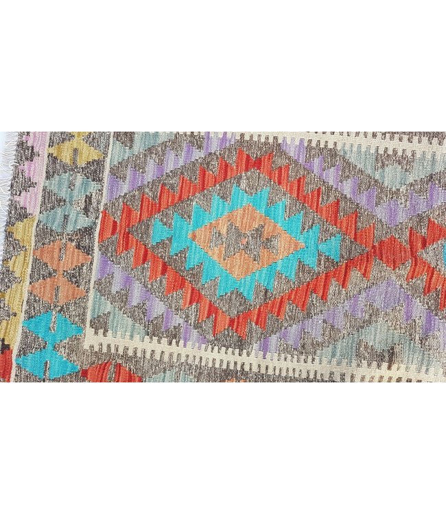 Beautiful Geometric Handwoven Afghan Kilim Rug 176x99 cm Multi color Rectangle 100% Wool Tribal