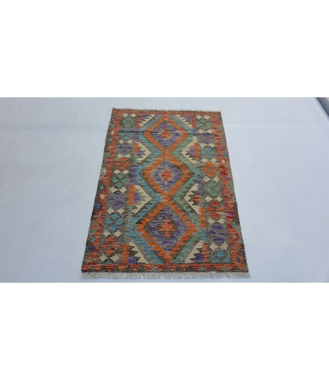 Fantastic Geometric Handwoven Afghan Kilim Rug 150x98 cm Multi color Rectangle 100% Wool Tribal