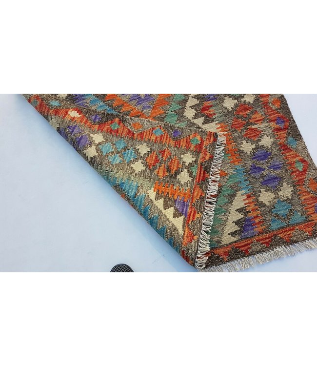 Fantastic Geometric Handwoven Afghan Kilim Rug 150x98 cm Multi color Rectangle 100% Wool Tribal
