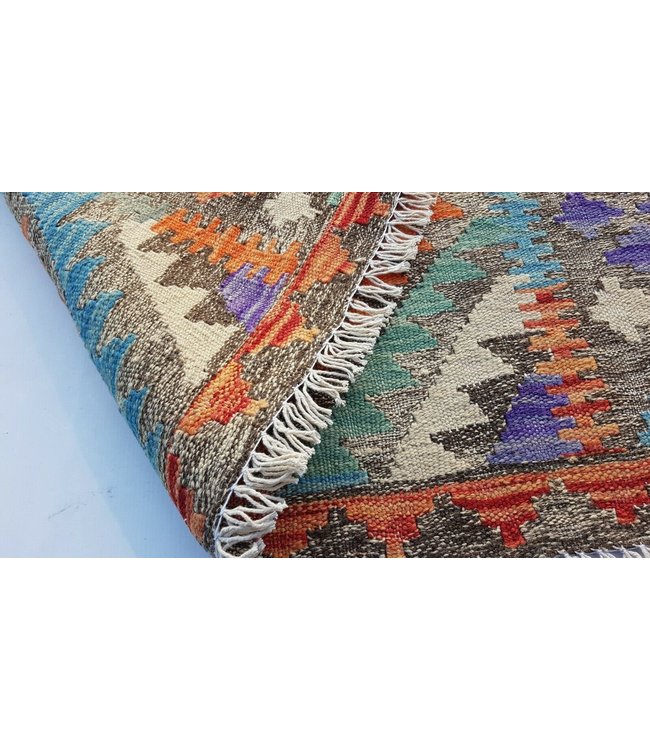 Fantastic Geometric Handwoven Afghan Kilim Rug 150x98 cm Multi color Rectangle 100% Wool Tribal