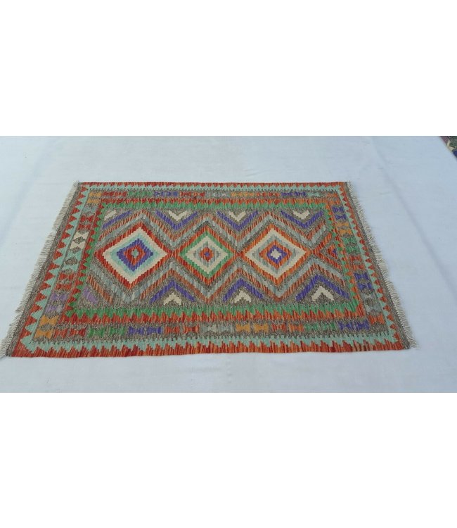 Beautiful Striped Handwoven Afghan Kilim Rug 149x98 cm Multi color Wool Tribal 4'8x3'2ft