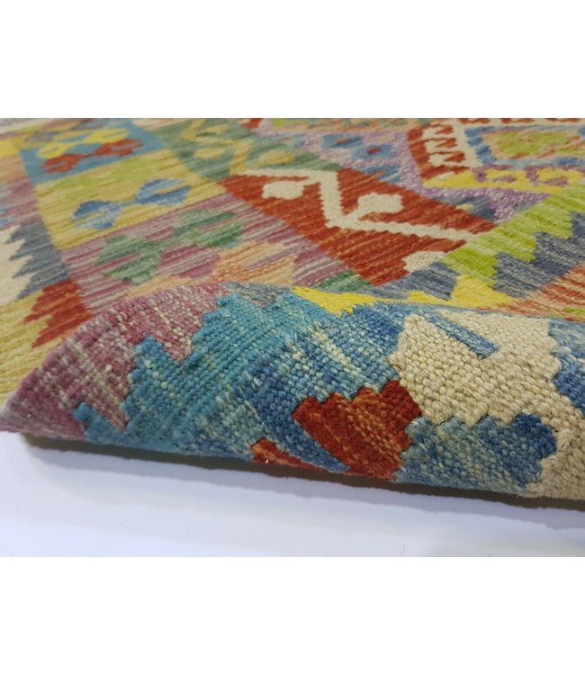 Beautiful Handwoven Geometric Afghan Kilim Rug 148x103 cm Multi color Rectangle Tribal 100% Wool