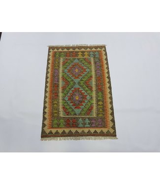Fantastic Geometric Handwoven Afghan Kilim Rug 118x82 cm Multi color Rectangle 100% Wool Tribal