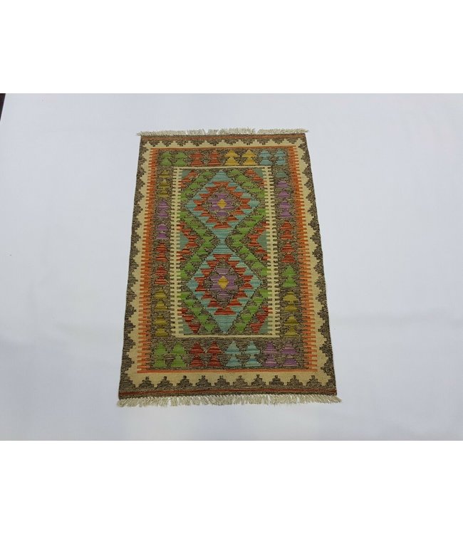 Fantastic Geometric Handwoven Afghan Kilim Rug 118x82 cm Multi color Rectangle 100% Wool Tribal