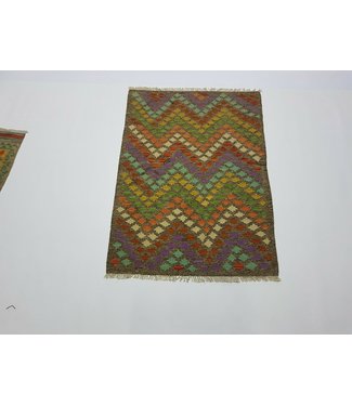 Beautiful Striped Handwoven Afghan Kilim Rug 146x107 cm Multi color Rectangle 100% Wool Tribal