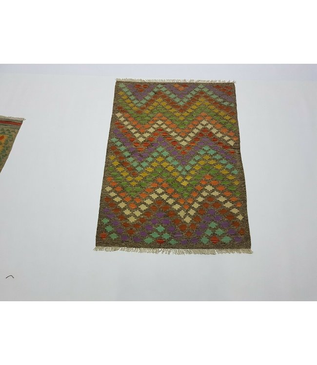 Beautiful Striped Handwoven Afghan Kilim Rug 146x107 cm Multi color Rectangle 100% Wool Tribal