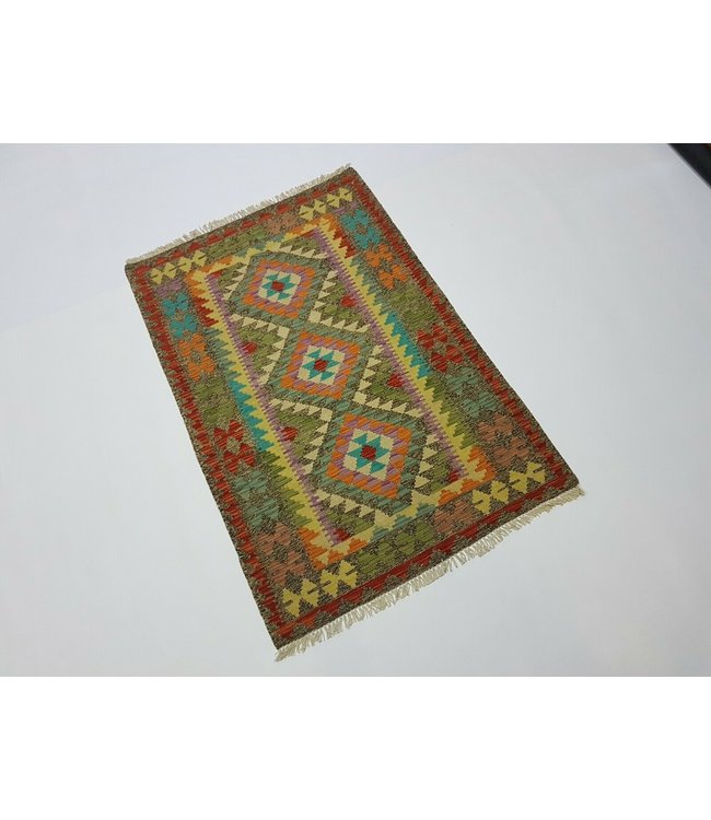 Beautiful Oriental Handwoven Afghan Kilim Rug 141x96 cm Multi color Rectangle 100% Wool